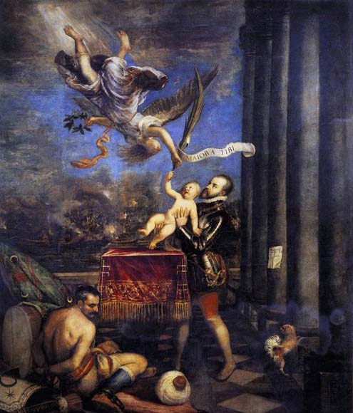 TIZIANO Vecellio Philip II Offering Don Fernando to Victory